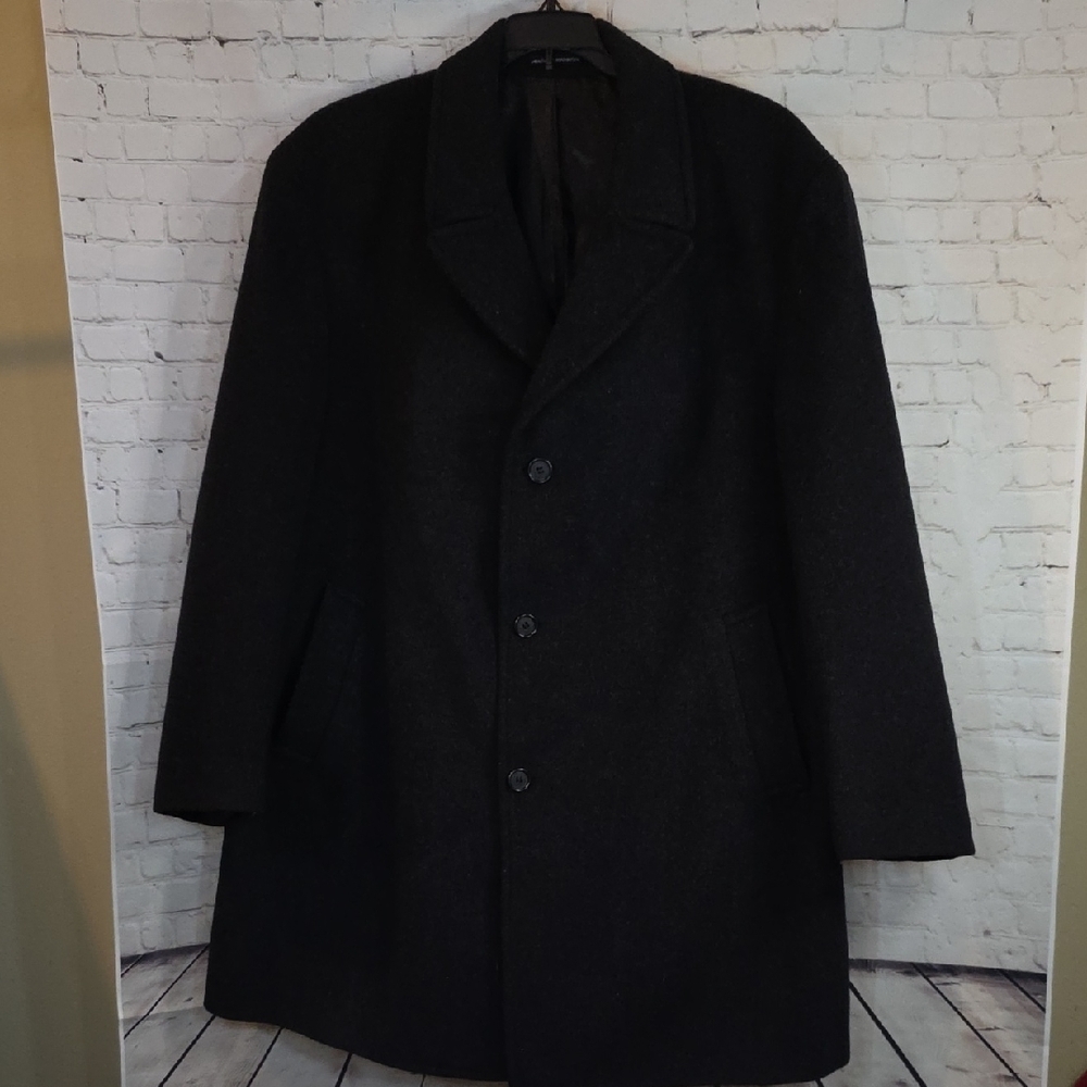 Ralph Ralph Lauren Men's Black Cashmere Wool Blend Overcoat size L Italy Fabric